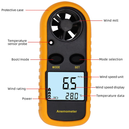 Digital Anemometer GM816 - LCD Backlight Temperature Tester