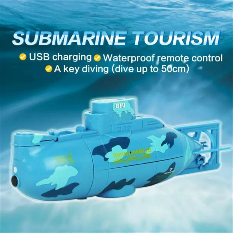 6-Function RC Mini Submarine for Kids - Electric Remote Control Boat
