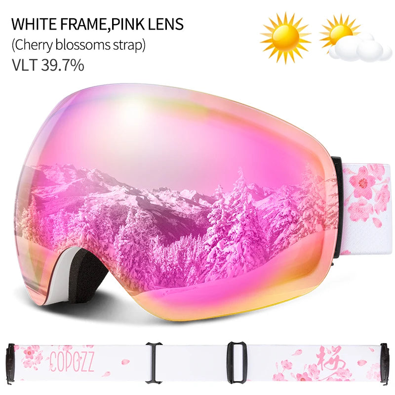 COPOZZ Outdoor Sports Ski Goggles &ndash; UV400 Protection Pink lens