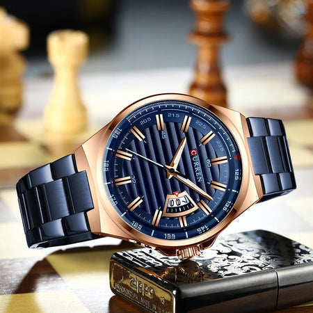 CURREN Gold &amp; White Stainless Steel Quartz Watch for Men