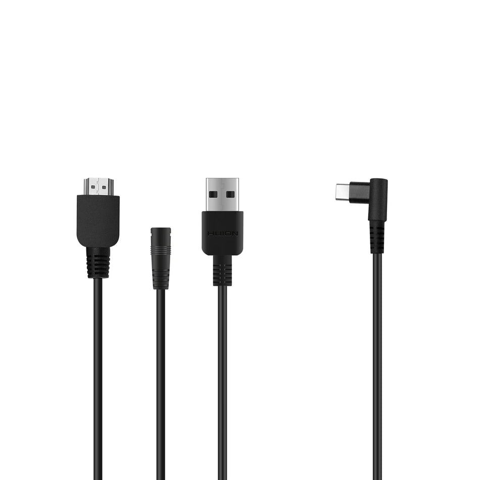 HUION 3-i-1 USB-kabel för Kamvas Pro 12/13/16, data och ström