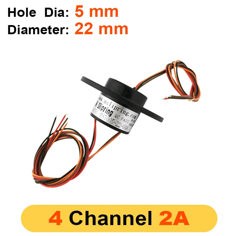 2A Hollow Shaft Slip Ring Rotation Connector - Multi Channel 4 Channel