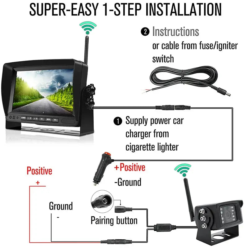 7 Inch AHD DVR Monitor Wireless Backup Camera With Night Vision For Trucks by InterCyprus Trading Ltd