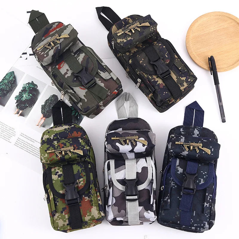 Mini Camouflage Schoolbag Pencil Case - Ideal for Students