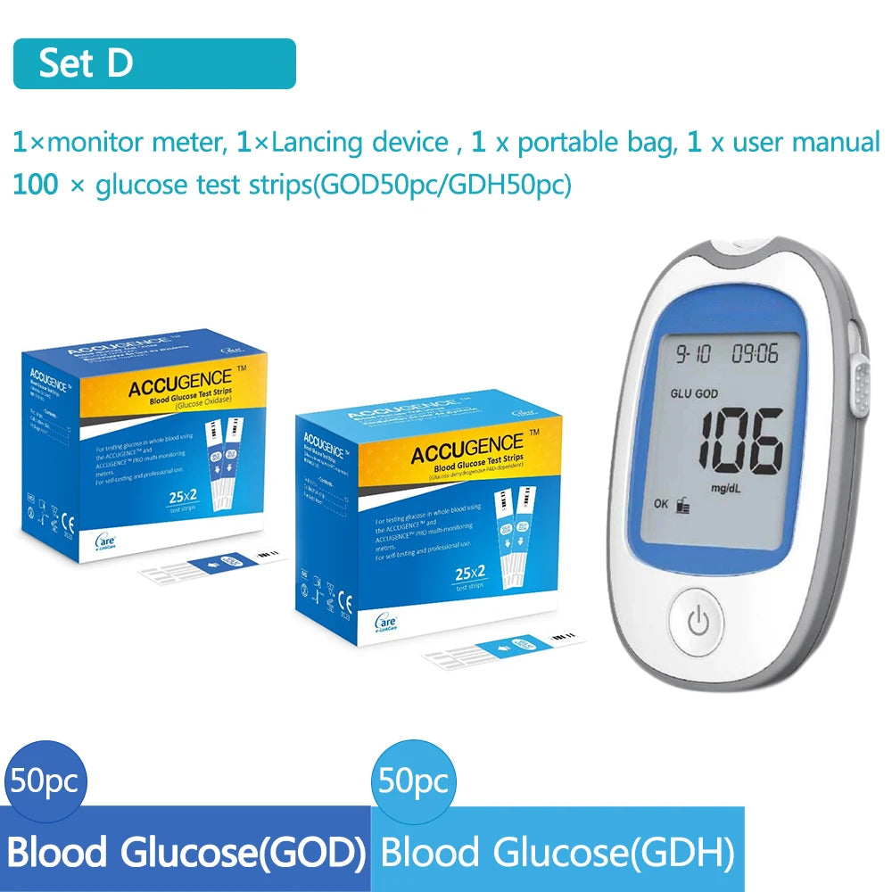 4 in 1 Home Medical Multifunction Blood Glucose Meter &ndash; Accurate Blood Sugar and Ketone Testing Set D / CHINA