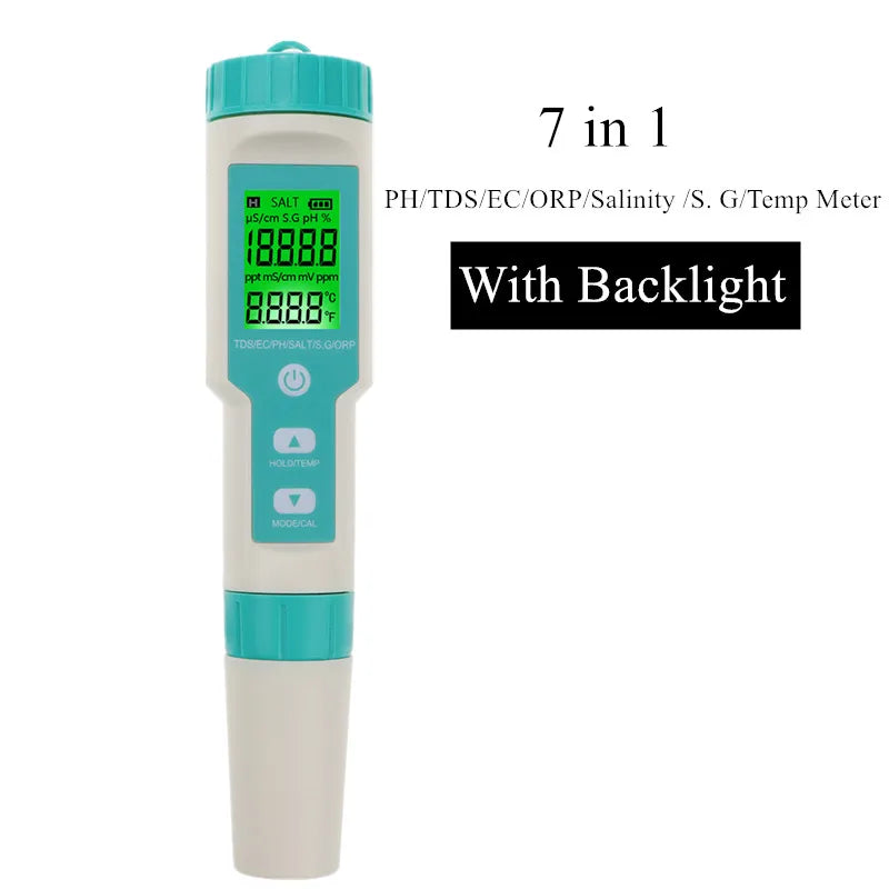 COM-600 7 In 1 PH TDS EC ORP Salinity SG Meter &ndash; IP67 Rated With Backlight