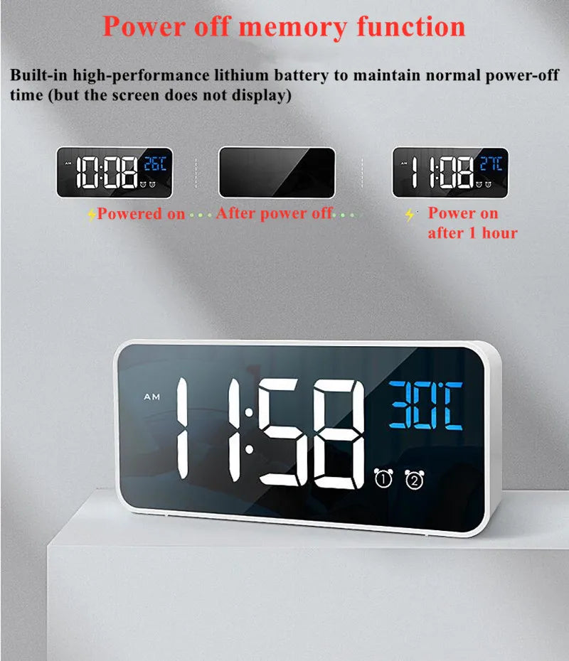 Voice Control Digital Alarm Clock with TEMP, Dual Alarms, Snooze &amp; Night Mode