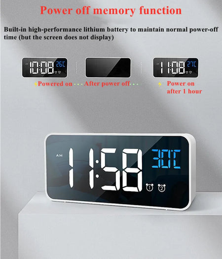 Voice Control Digital Alarm Clock with TEMP, Dual Alarms, Snooze &amp; Night Mode