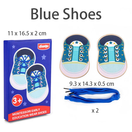 BOS10075 Baby Wooden Threading Board &ndash; Montessori Fine Motor Blue Shoes