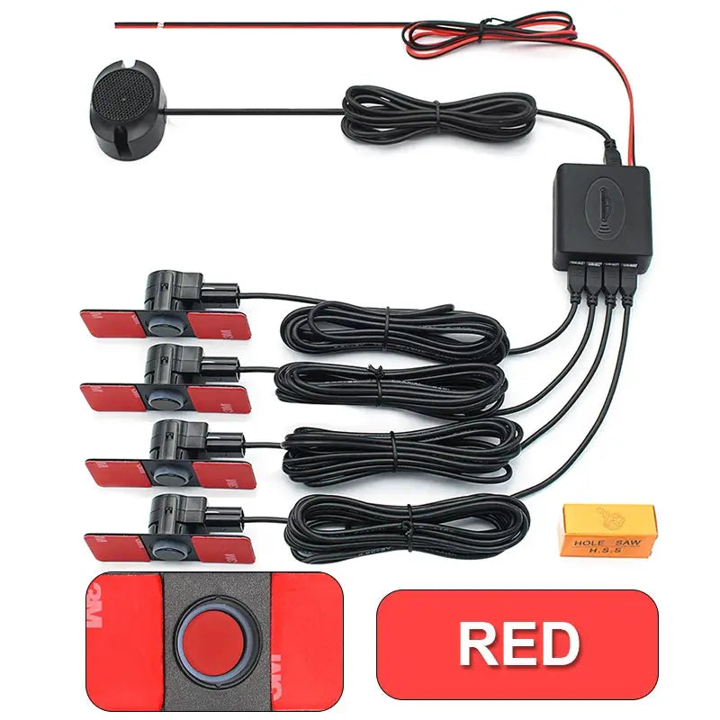 4 Pc Car Parking Sensors 13MM Flat ABS Reverse Backup Alarm Kit by InterCyprus Trading Ltd