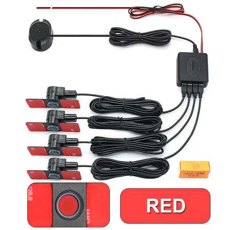 4 Pc Car Parking Sensors 13MM Flat ABS Reverse Backup Alarm Kit by InterCyprus Trading Ltd