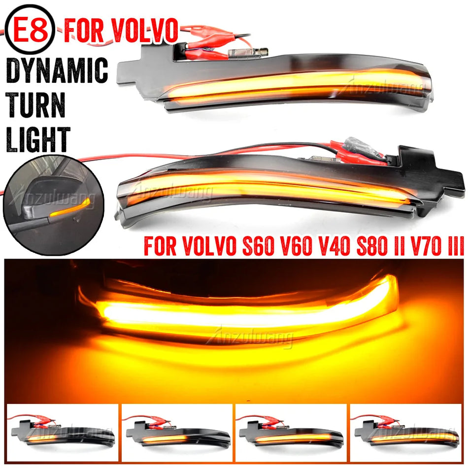 Luces de Señal de Giro Secuencial LED para Espejos Laterales de Volvo S60 V60 S80 V40