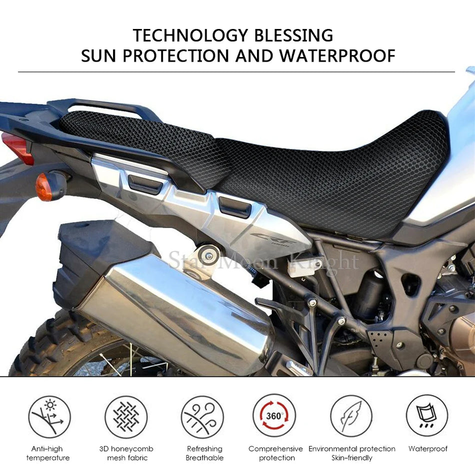 Kryt sedadla motocyklu Honda CRF1000L Africa Twin Adventure, protiskluzová 3D síťovina včelí plást pro tepelnou izolaci