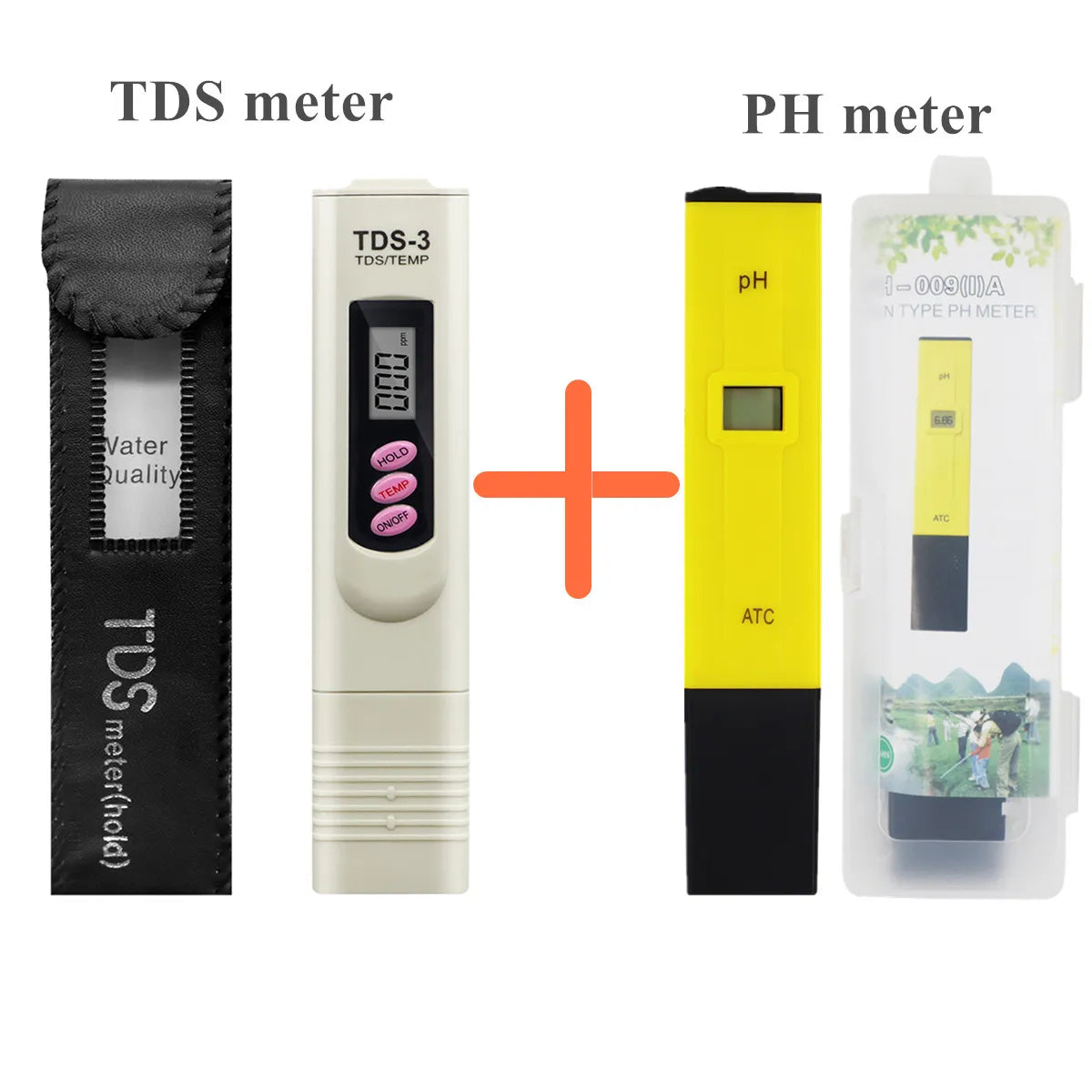 TDS Meter 0-9990ppm Digital PH Meter - High Precision TDS PH Meter 2Pcs