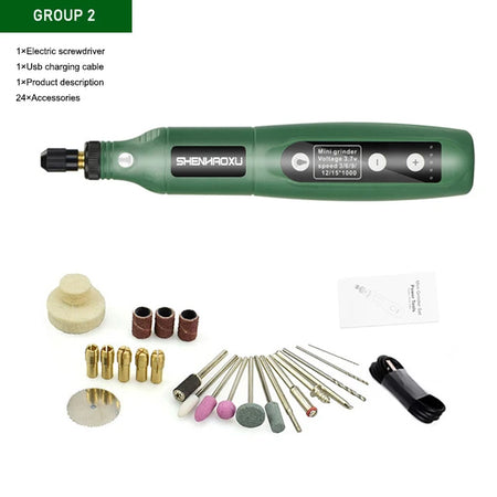 5-Speed Cordless Engraving &amp; Drilling Tool with Battery and Accessories PSD-008-24 pcs / CHINA