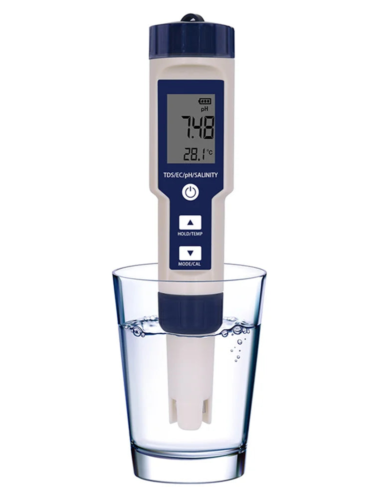 5 In 1 PH TDS EC Salinity Meter &ndash; Auto Calibration Function Without Backlight