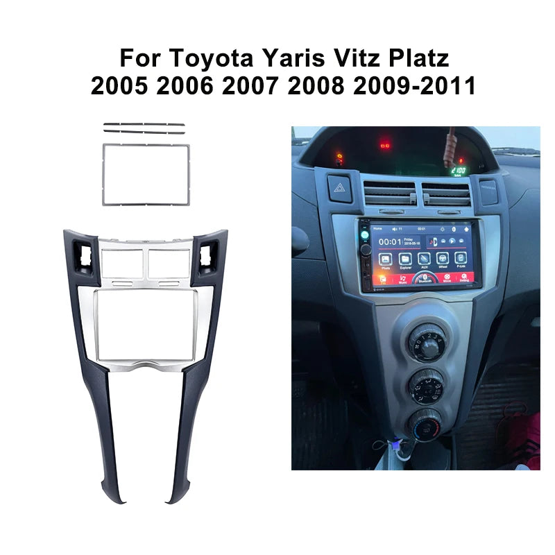 Toyota Yaris Vitz Platz 2 DIN Car Stereo Fascia Panel Frame ABS