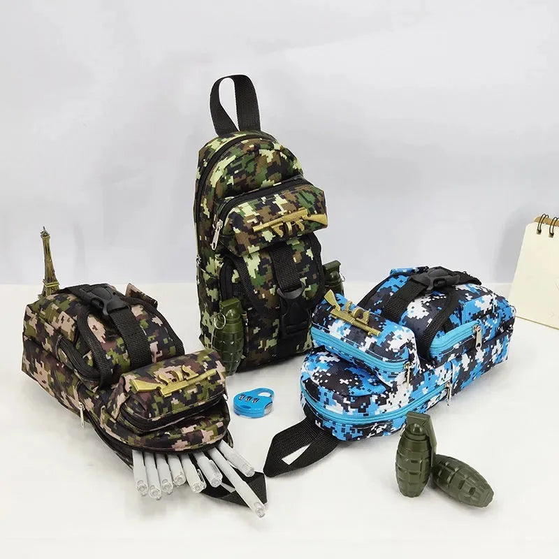 Mini Camouflage Schoolbag Pencil Case - Ideal for Students