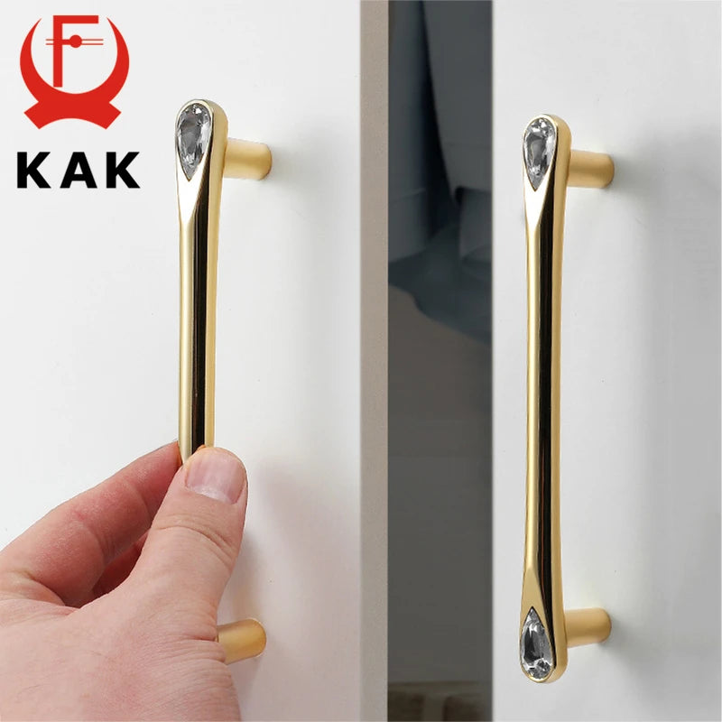 KAK Кристальные Золотые Ручки и Ручки для Шкафов 128мм Расстояние