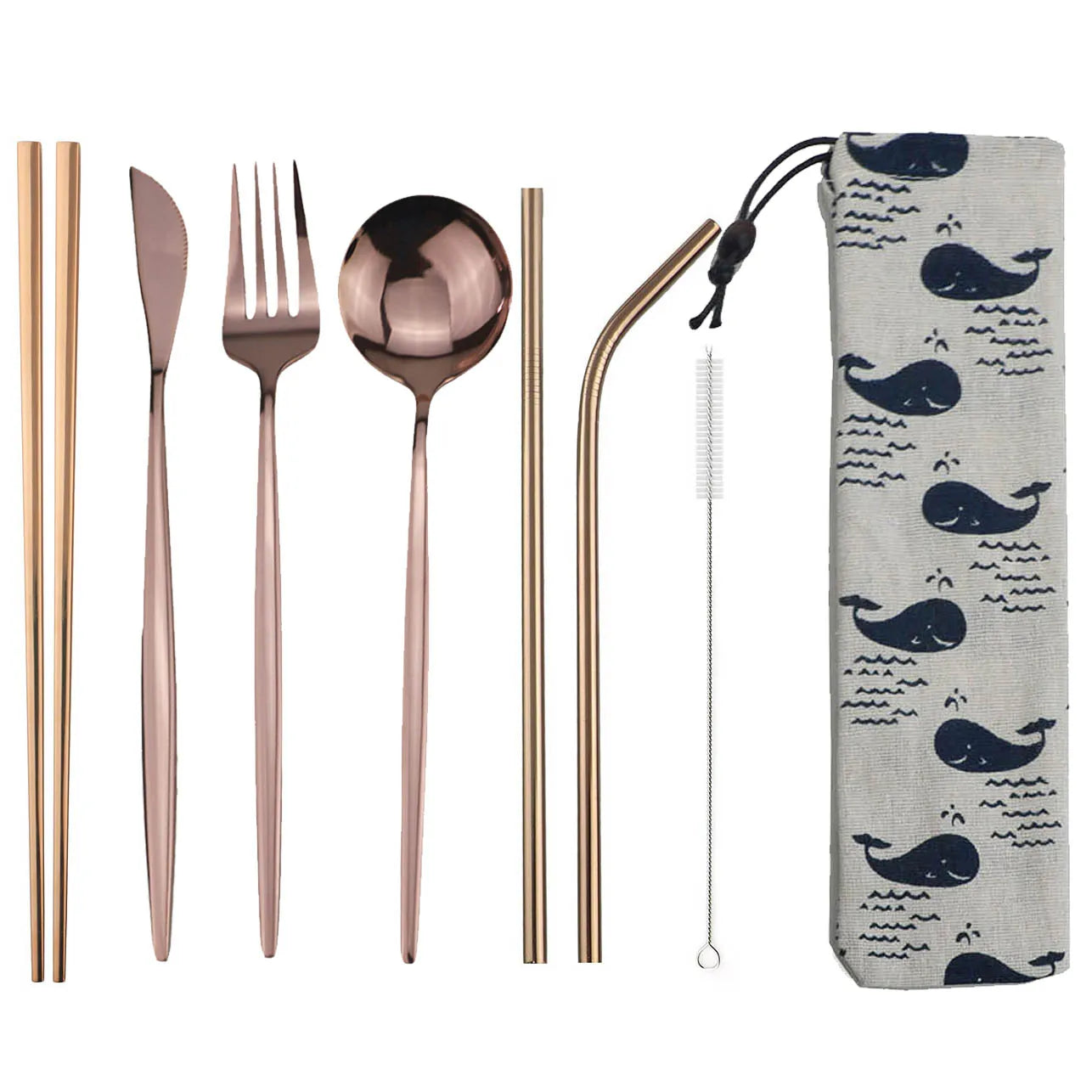 KNGZI 8pcs Travel Cutlery Set &ndash; Eco-Friendly Stainless Steel Silverware