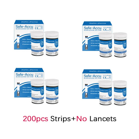Safe Accu Blood Glucose Test Strips &ndash; 0.6uL Sample 200-Test No Lancets / CHINA