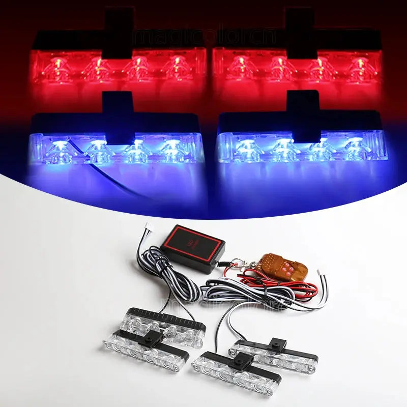 Grill Car LED Light Strobe Red Blue Emergency Remote Wireless Control Flash Signal Fireman Beacon Warning Lamp by InterCyprus Trading Ltd