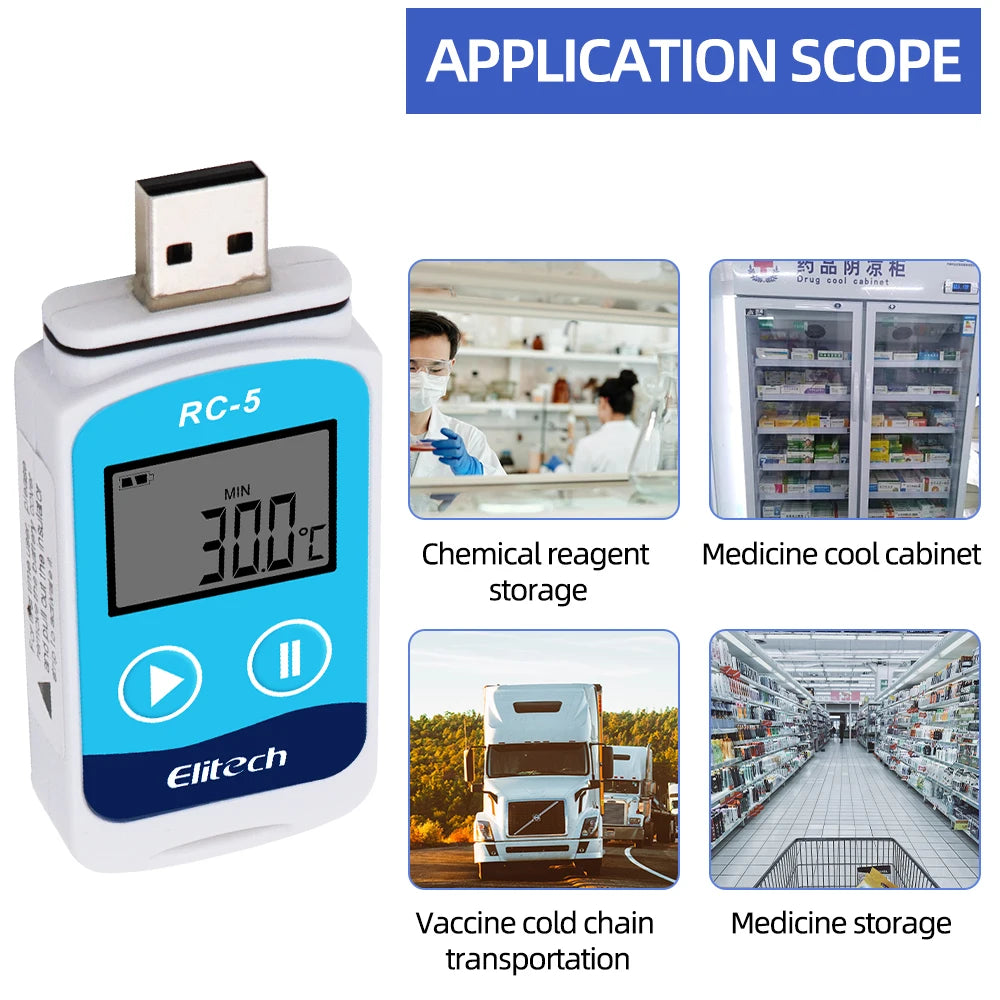 RC-5 USB Temperature Data Logger &ndash; 32000 Point PDF Report