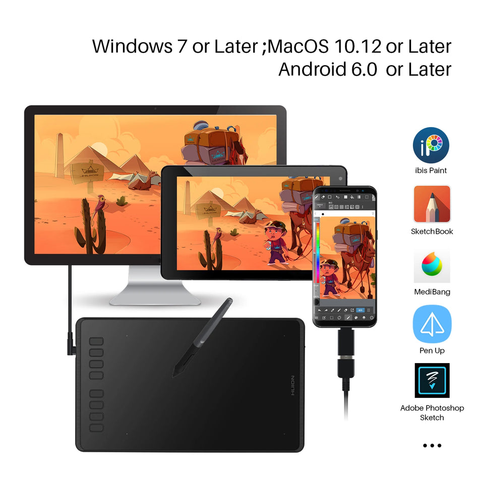 HUION H950P 9-tums grafiktavla med batterifri stylus 8192 nivåer