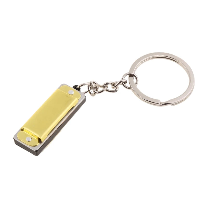 Mini Harmonica Keychain - Eight Tone 4 Hole Compact Design Yellow