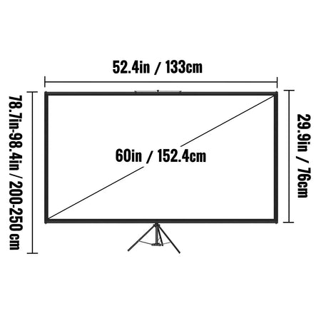 110 Inch Tripod Projector Screen 16x9 4K HD