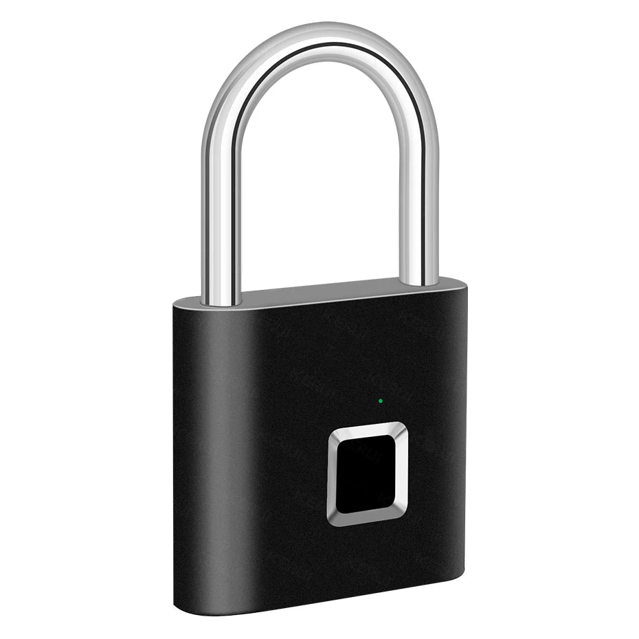 KERUI Smart Fingerprint Padlock Waterproof Zinc Alloy Biometric Padlocks With Buit-in Rechargeable Battery Door Lock Black