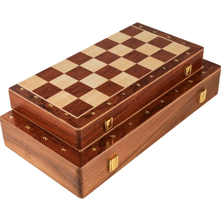Wooden Folding Chess Set Walnut &ndash; Solid Wood Pieces