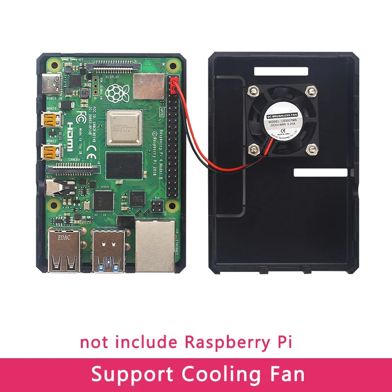 Raspberry Pi 4 Model B Case &ndash; Removable GPIO Cover with Cooling Fan