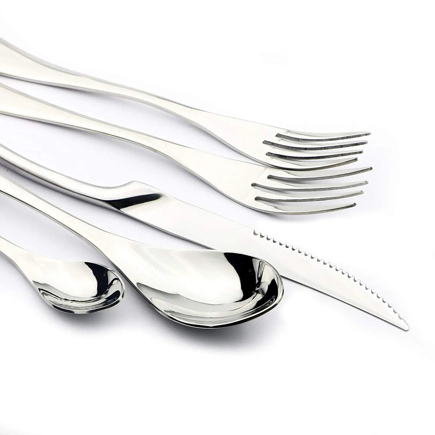 KNGZI 5/20Pcs Silver Flatware Set &ndash; Eco-Friendly 18/10 Stainless Steel Design