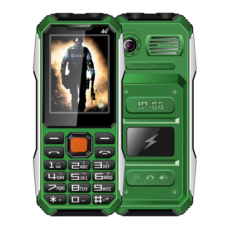 Slim Rugged Outdoor Phone Dual SIM &ndash; Long Standby Battery green / Full set