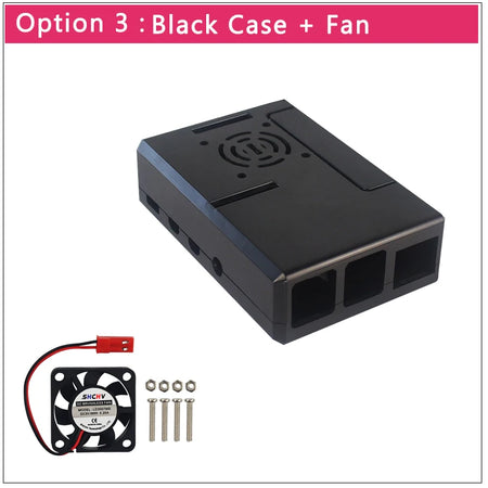 Raspberry Pi 4 Model B Case &ndash; Removable GPIO Cover with Cooling Fan Black with Fan