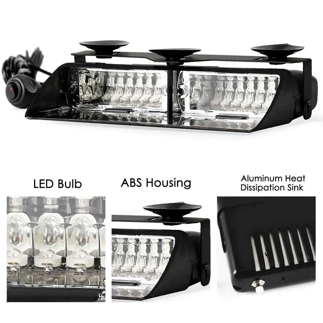 16 LED Strobe Signal Emergency Windshield Warning Beacon Lights Red Blue Yellow Amber White Green Auto Car Accessories by InterCyprus Trading Ltd