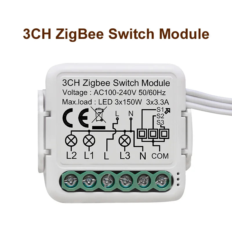 GIRIER Tuya ZigBee 3.0 Smart Switch Module - 10A DIY Home Automation 3 Gang