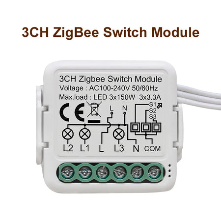 GIRIER Tuya ZigBee 3.0 Smart Switch Module - 10A DIY Home Automation 3 Gang