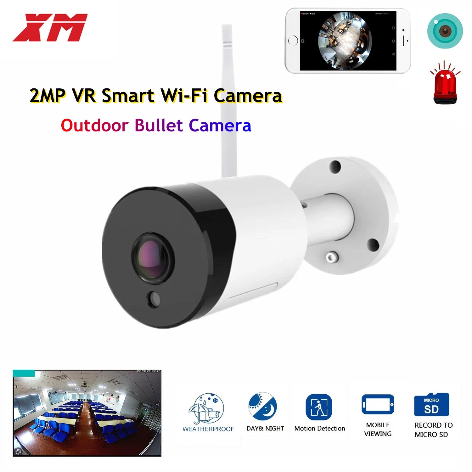 180 Degree Panoramic Fish Eye Camera &ndash; Full HD Night Vision with APP Remote Control 32G with camera / 1.7mm