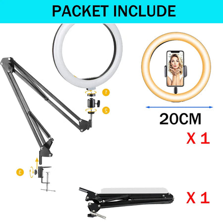 BTFOOR LED Circle Fill Lighting Ring Light with Phone Tripod Stand for Makeup and Photography NO bluetooth 20CM / CHINA