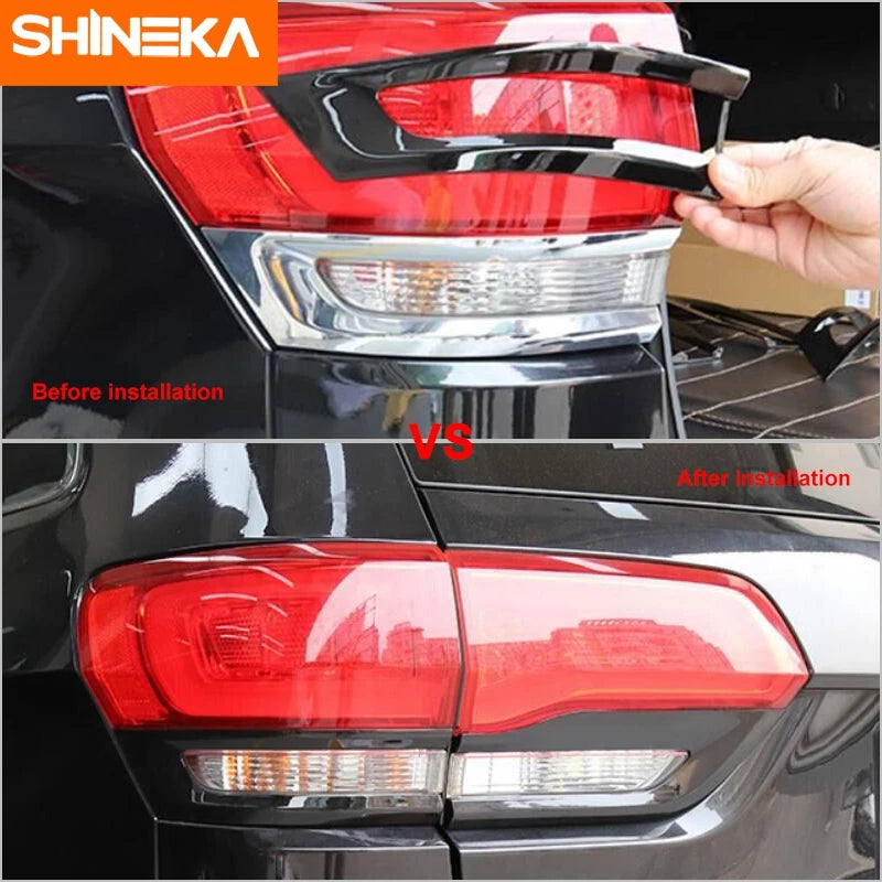 Premium Tail Light Guards for Jeep Grand Cherokee 2014-2020 | Shineka Rear Lamp Cover Trim Bezel ABS Accessories