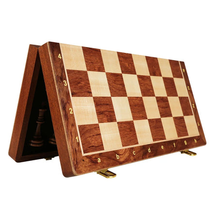 Wooden Folding Chess Set Walnut &ndash; Solid Wood Pieces
