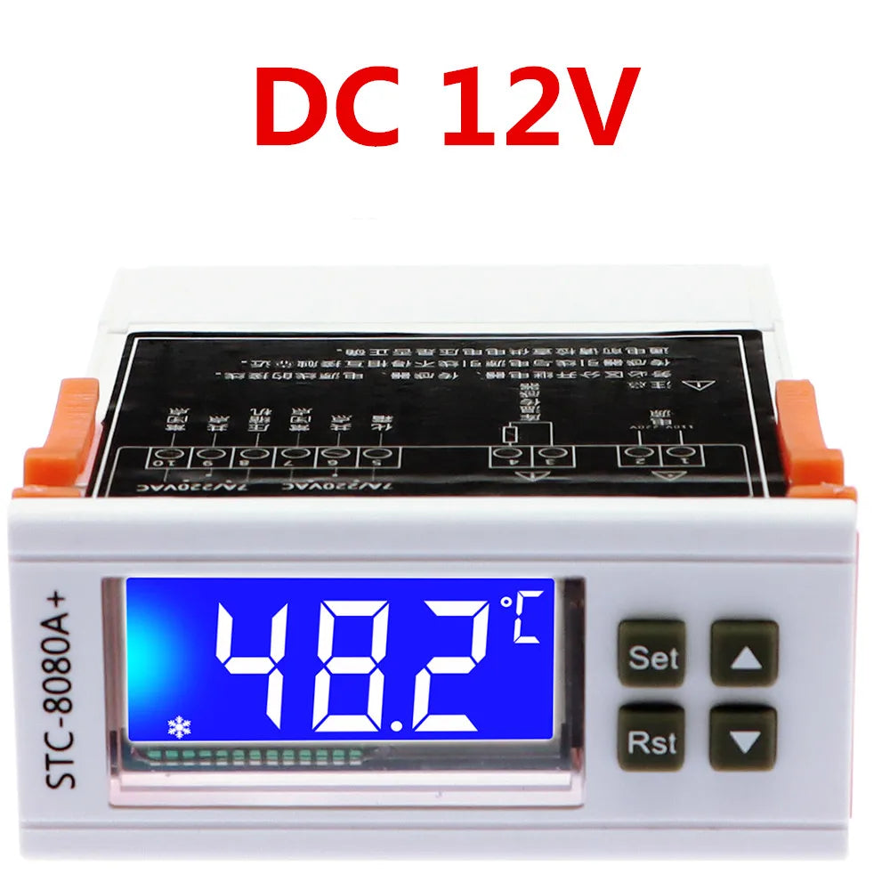 STC-8080A Temperature Controller &ndash; Dual Sensor Frost Alarm White DC 12V
