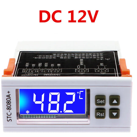 STC-8080A Temperature Controller &ndash; Dual Sensor Frost Alarm White DC 12V