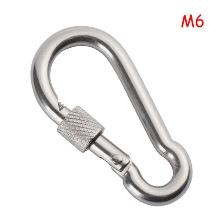 304 Stainless Steel Lock Ring Carabiner Snap Hook for Outdoor Climbing M6