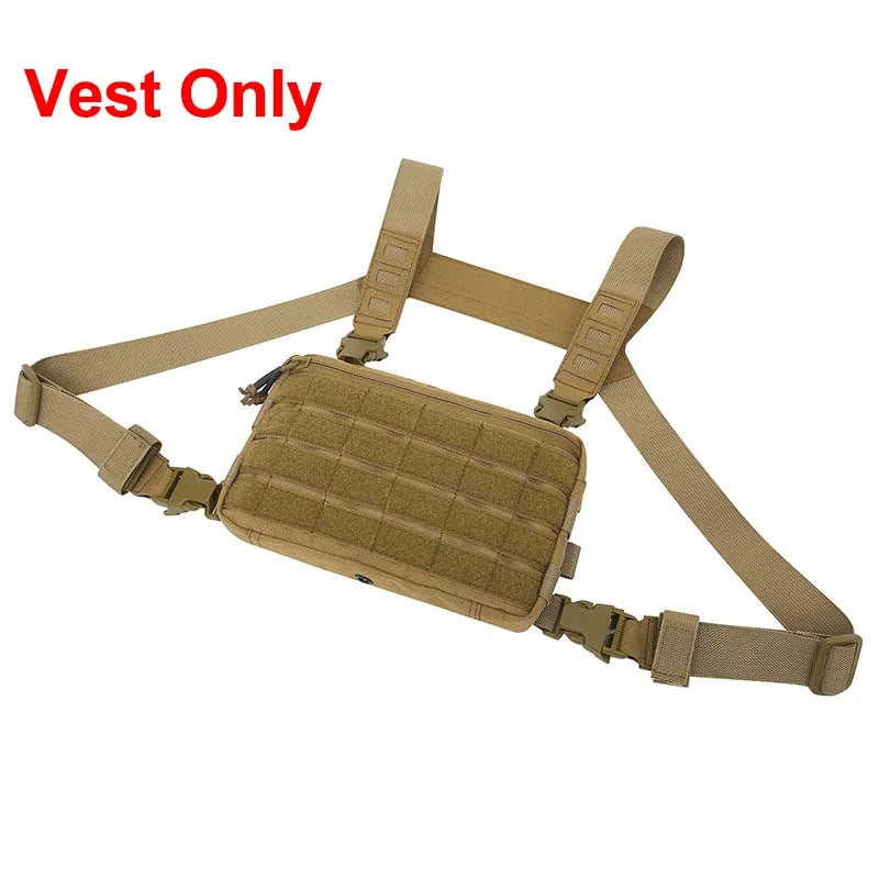 CS Wargame Chest Rig Airsoft Pouch &ndash; Molle System Ready Khaki
