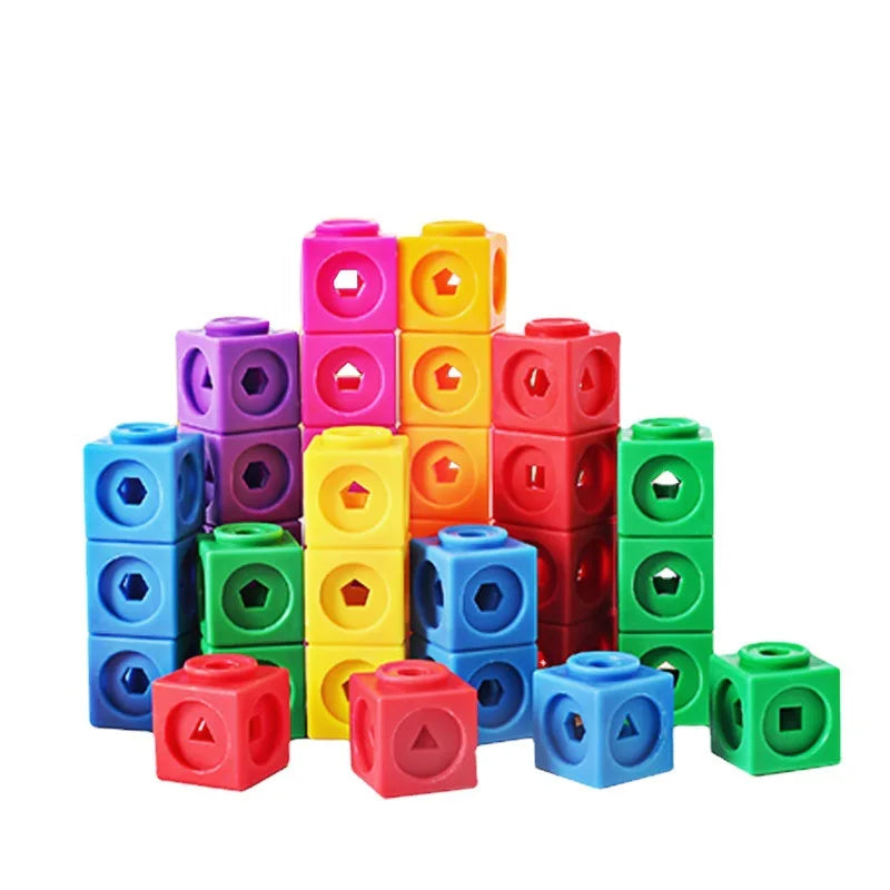 BOS10145 Montessori Rainbow Link Cubes &ndash; Educational Toys
