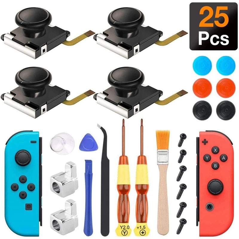 25-in-1 Joycon Joystick Replacement Kit for Nintendo Switch - Ultimate Repair Solution 25pc