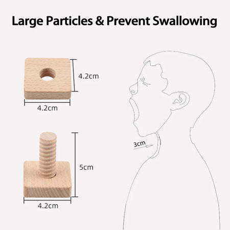 Beech Baby Toys Screw Nut Wooden Blocks &ndash; Motor Skills